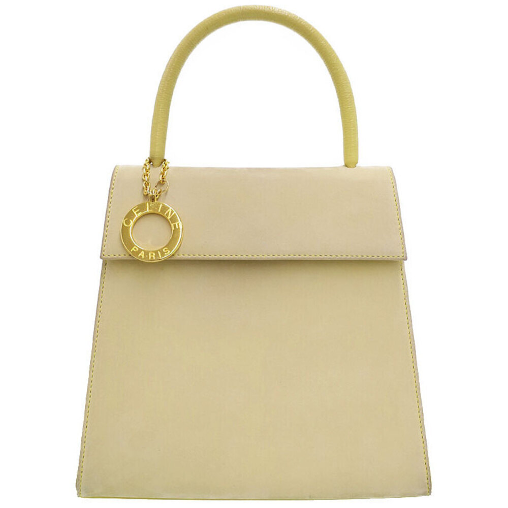 Céline handbag beige suede CELINE PARIS charm White
